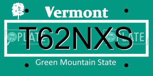 T62NXS Vermont License Plate