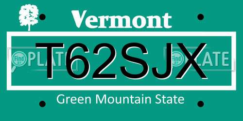 T62SJX Vermont License Plate