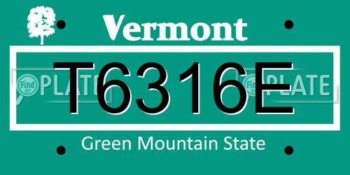 T6316E Vermont License Plate