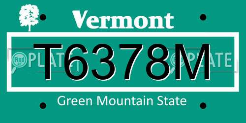 T6378M Vermont License Plate