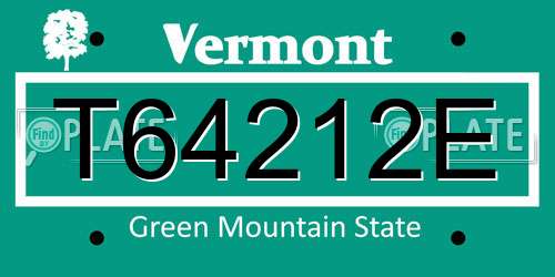 T64212E Vermont License Plate