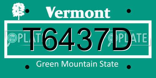 T6437D Vermont License Plate