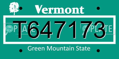 T647173 Vermont License Plate