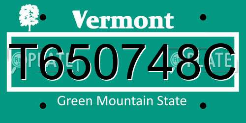 T650748C Vermont License Plate