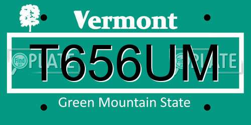 T656UM Vermont License Plate