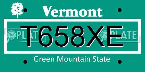 T658XE Vermont License Plate