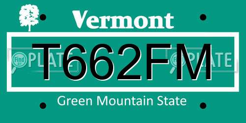 T662FM Vermont License Plate