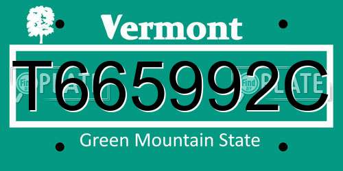 T665992C Vermont License Plate