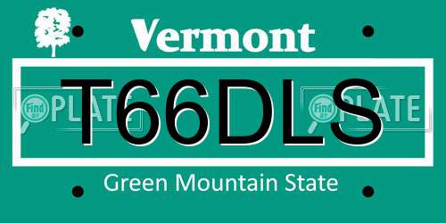 T66DLS Vermont License Plate