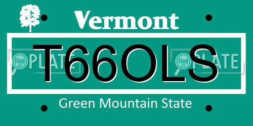 T66OLS Vermont License Plate