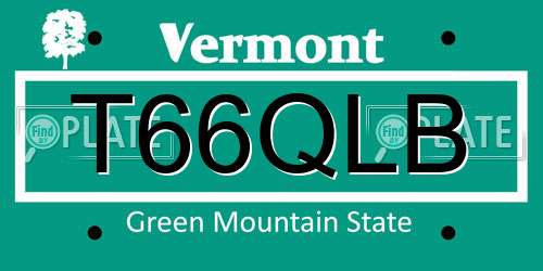 T66QLB Vermont License Plate