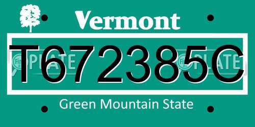 T672385C Vermont License Plate