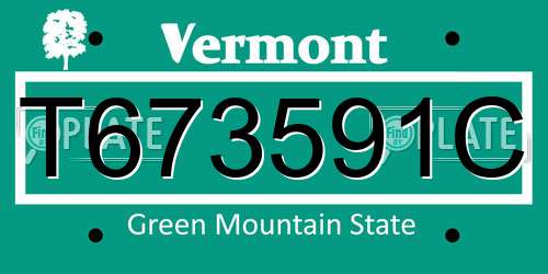 T673591C Vermont License Plate