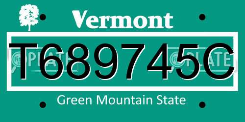 T689745C Vermont License Plate