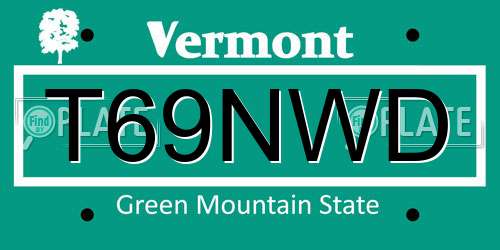T69NWD Vermont License Plate