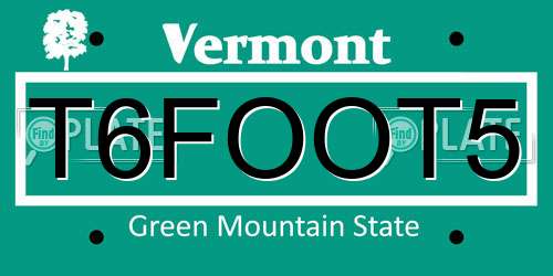 T6FOOT5 Vermont License Plate