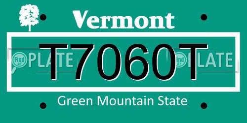 T7060T Vermont License Plate