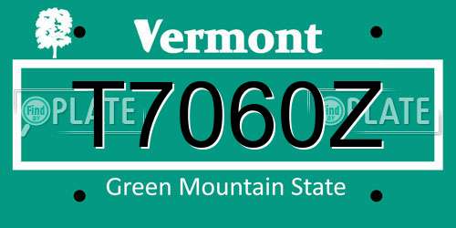 T7060Z Vermont License Plate