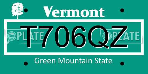 T706QZ Vermont License Plate