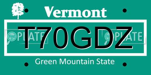 T70GDZ Vermont License Plate