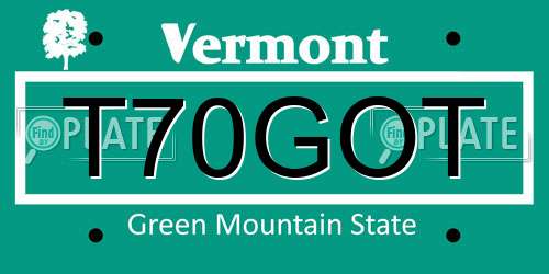 T70GOT Vermont License Plate