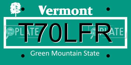T70LFR Vermont License Plate