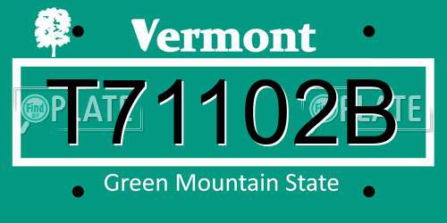 T71102B Vermont License Plate