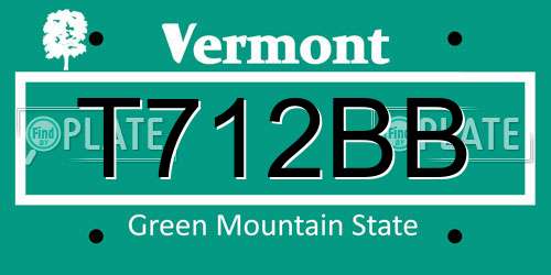 T712BB Vermont License Plate
