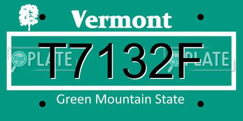 T7132F Vermont License Plate