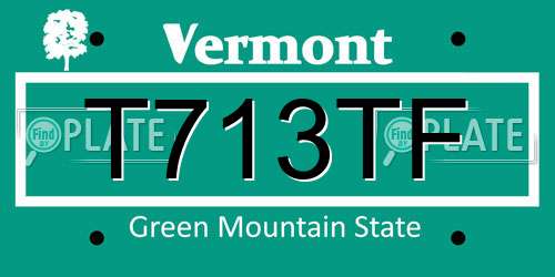 T713TF Vermont License Plate