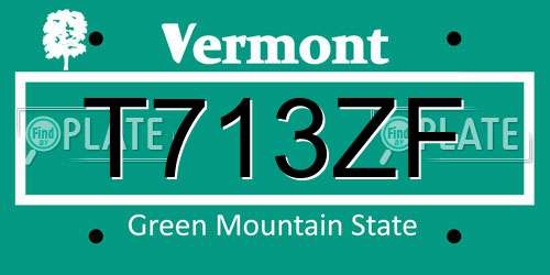 T713ZF Vermont License Plate