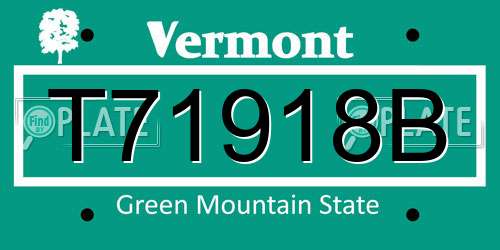 T71918B Vermont License Plate