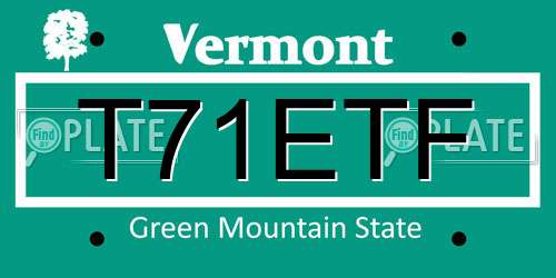 T71ETF Vermont License Plate