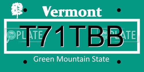 T71TBB Vermont License Plate