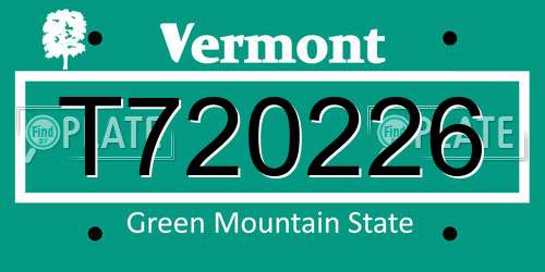 T720226 Vermont License Plate