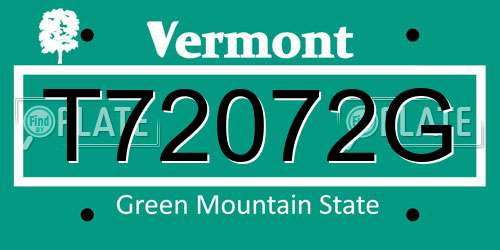 T72072G Vermont License Plate