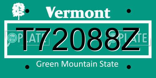 T72088Z Vermont License Plate