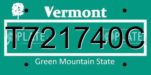 T721740C Vermont License Plate