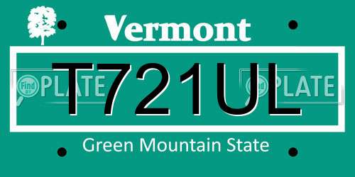 T721UL Vermont License Plate