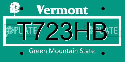 T723HB Vermont License Plate