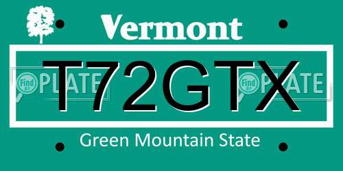 T72GTX Vermont License Plate