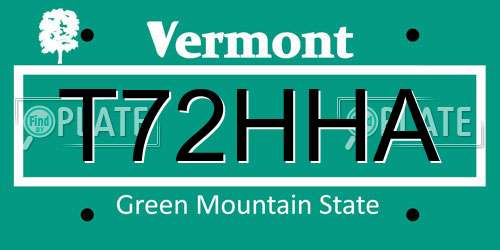 T72HHA Vermont License Plate