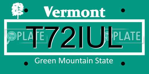 T72IUL Vermont License Plate