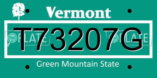 T73207G Vermont License Plate