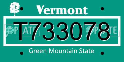 T733078 Vermont License Plate