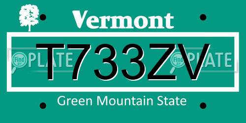 T733ZV Vermont License Plate