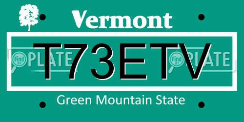 T73ETV Vermont License Plate