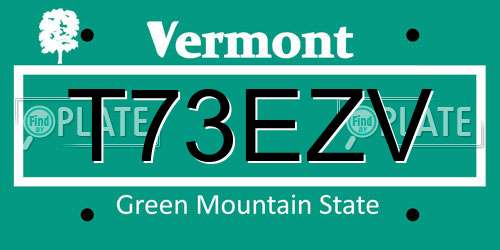 T73EZV Vermont License Plate