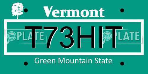 T73HIT Vermont License Plate
