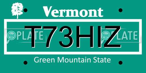 T73HIZ Vermont License Plate